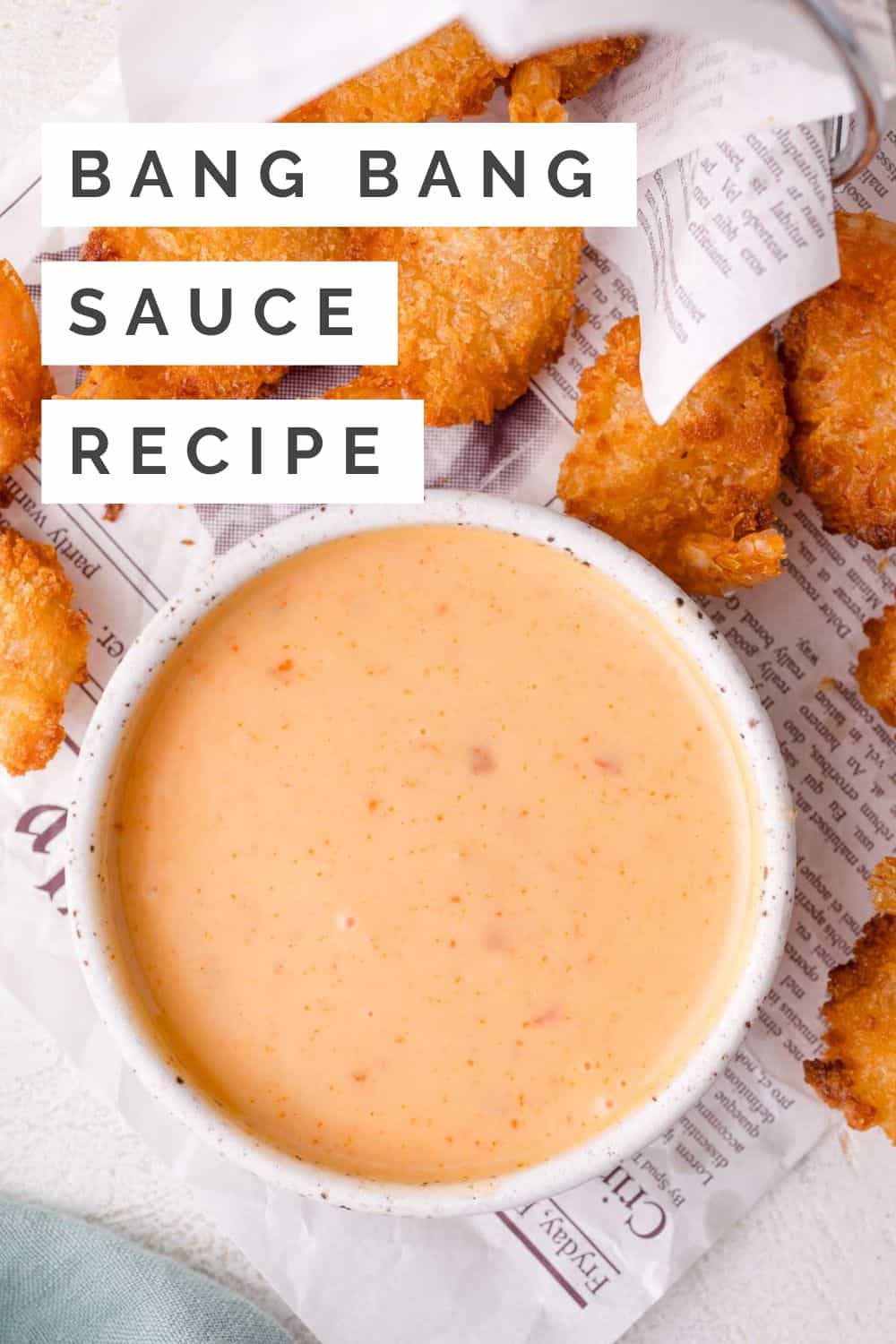 Bang bang sauce Pinterest graphic with text and photos.