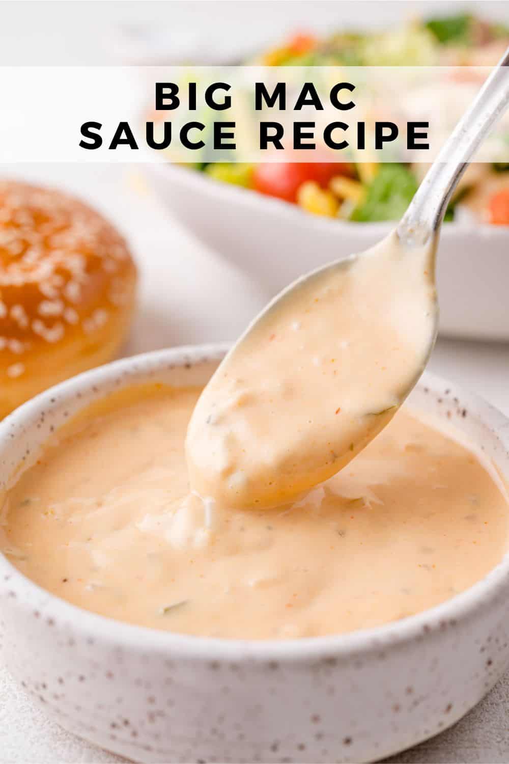 Big mac sauce Pinterest graphic with text and photos.