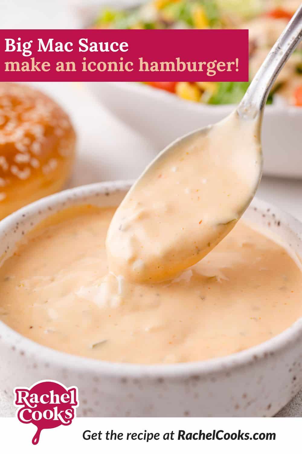 Big mac sauce Pinterest graphic with text and photos.