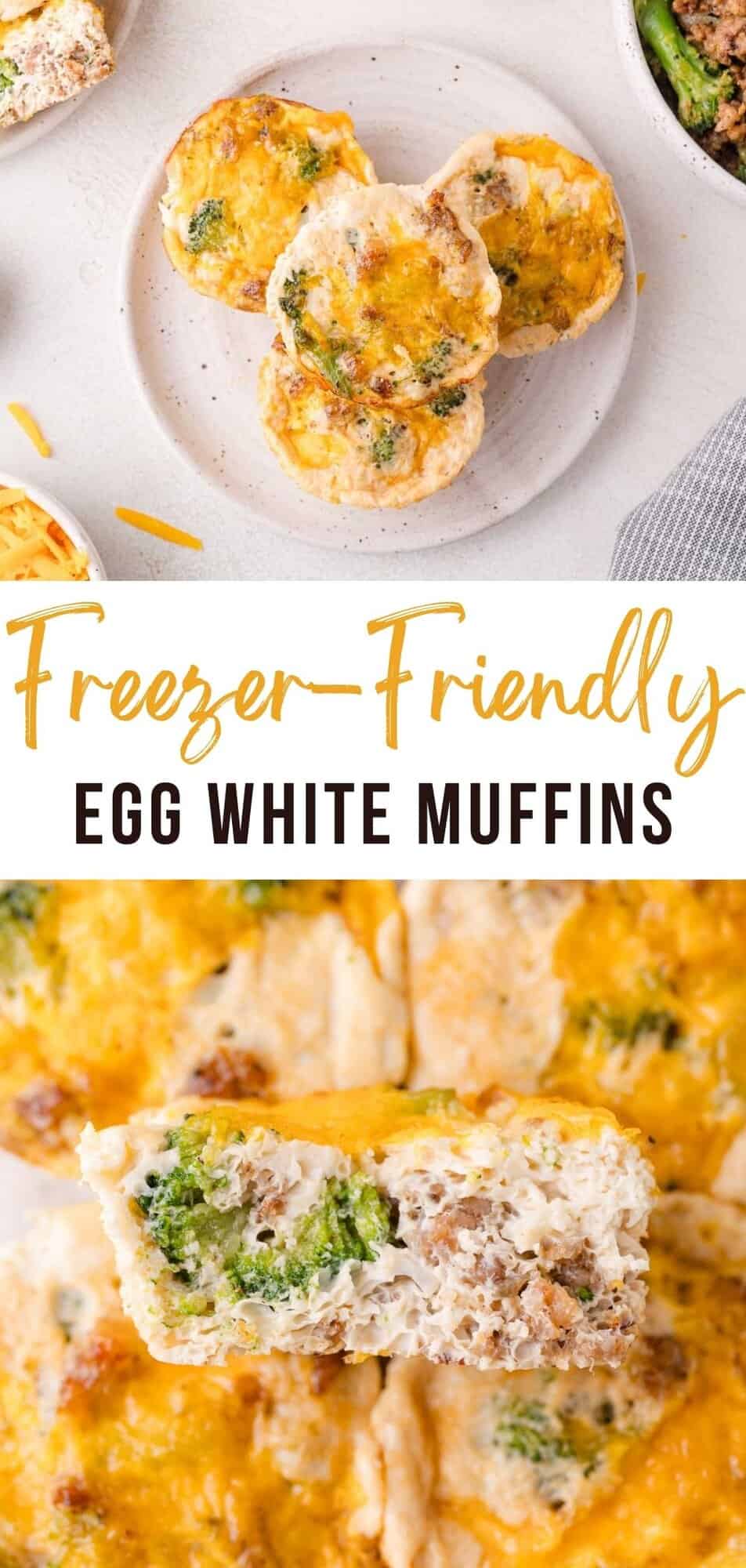 Egg white muffins Pinterest graphic with text and photos.