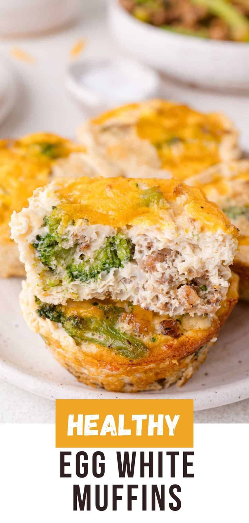 Egg white muffins Pinterest graphic with text and photos.