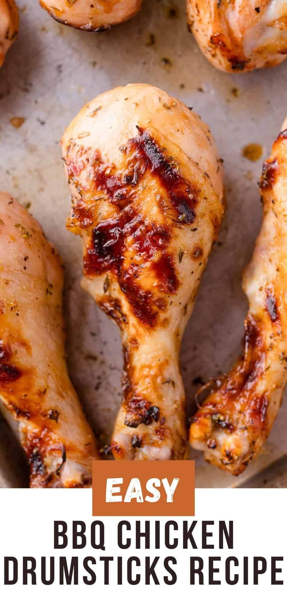 Grilled chicken drumsticks Pinterest graphic with text and photos.