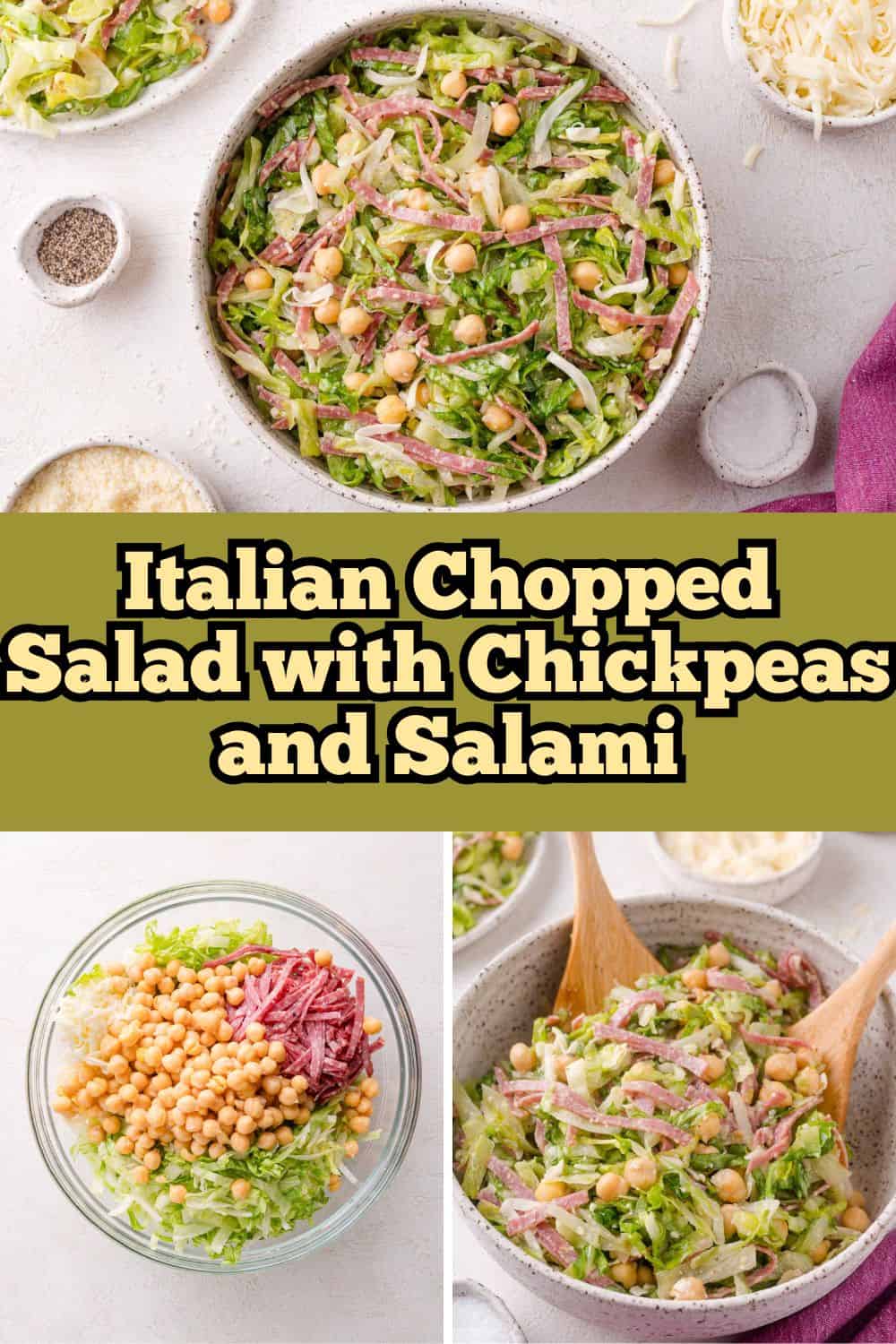La Scala salad Pinterest graphic with text and photos.