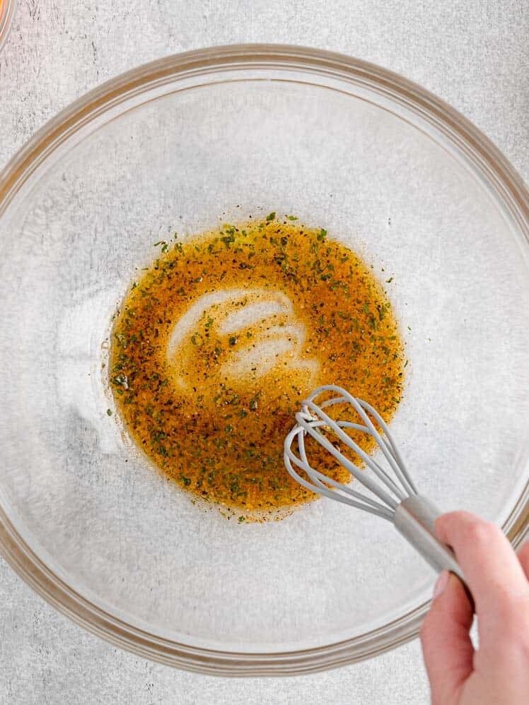 Oil mixed with seasonings.