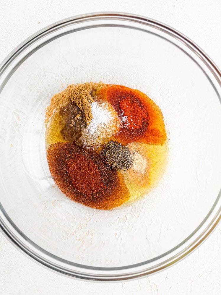 Shrimp marinade ingredients not yet mixed.