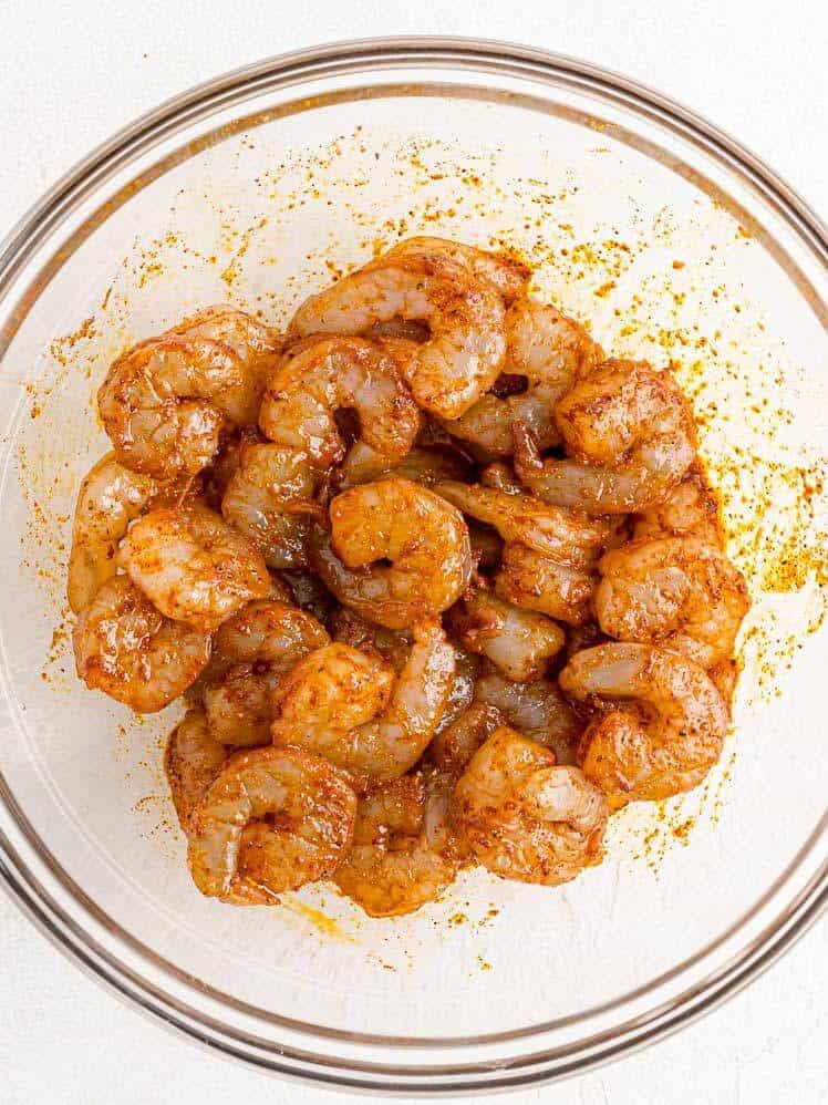 Shrimp added to marinade.