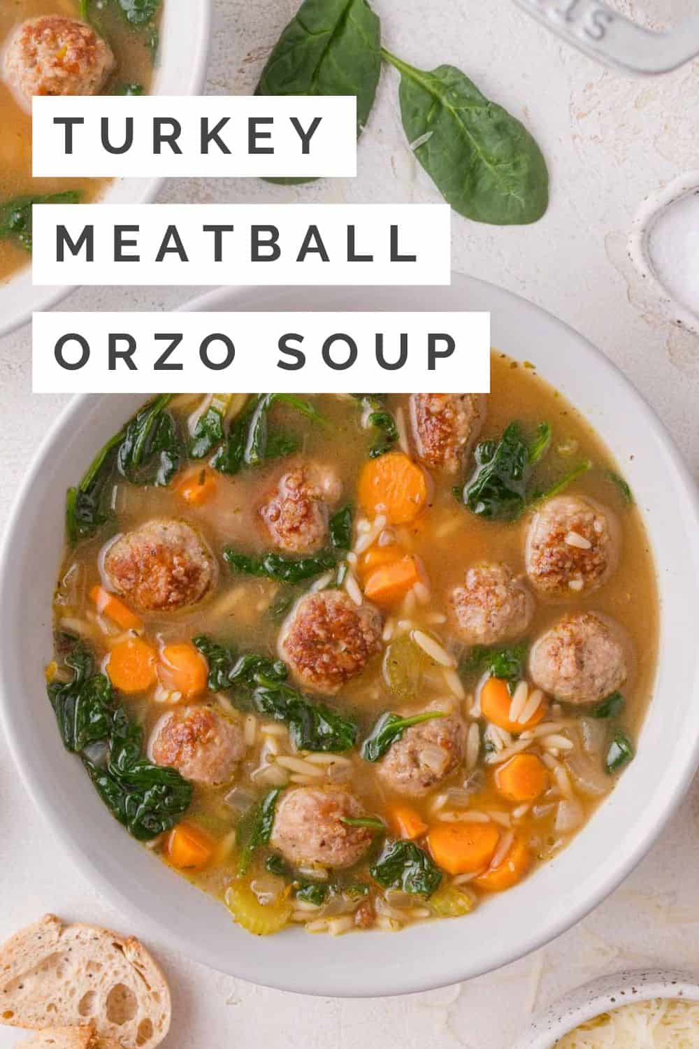 Meatball soup Pinterest graphic with text and photos.