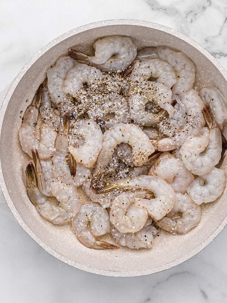 Thawed shrimp.