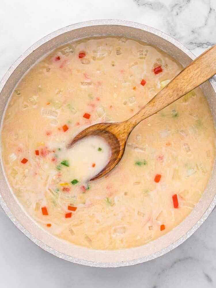 Lime juice added to pan.