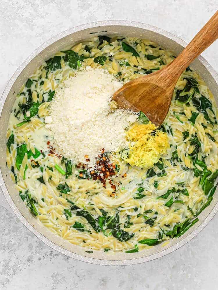 Parmesan and lemon zest added.