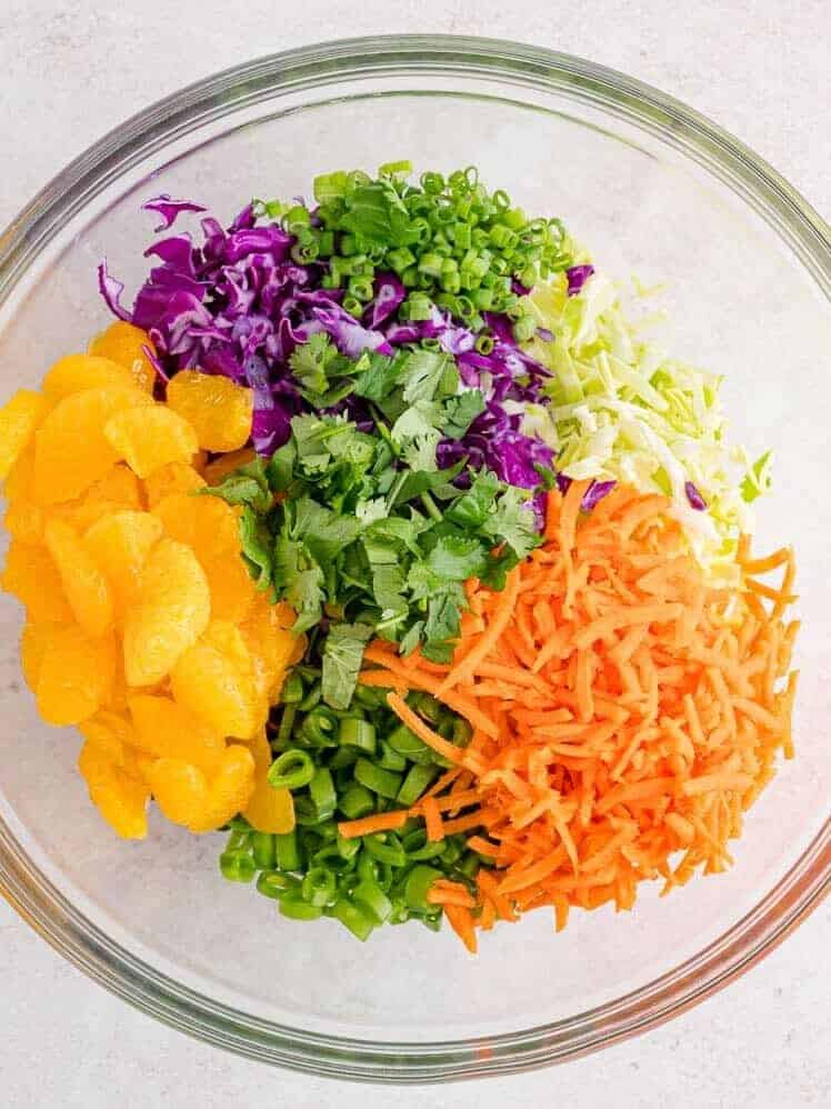 Unmixed ingredients in large mixing bowl.