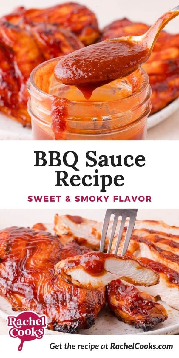 BBQ Sauce Pinterest graphic with text and photos.