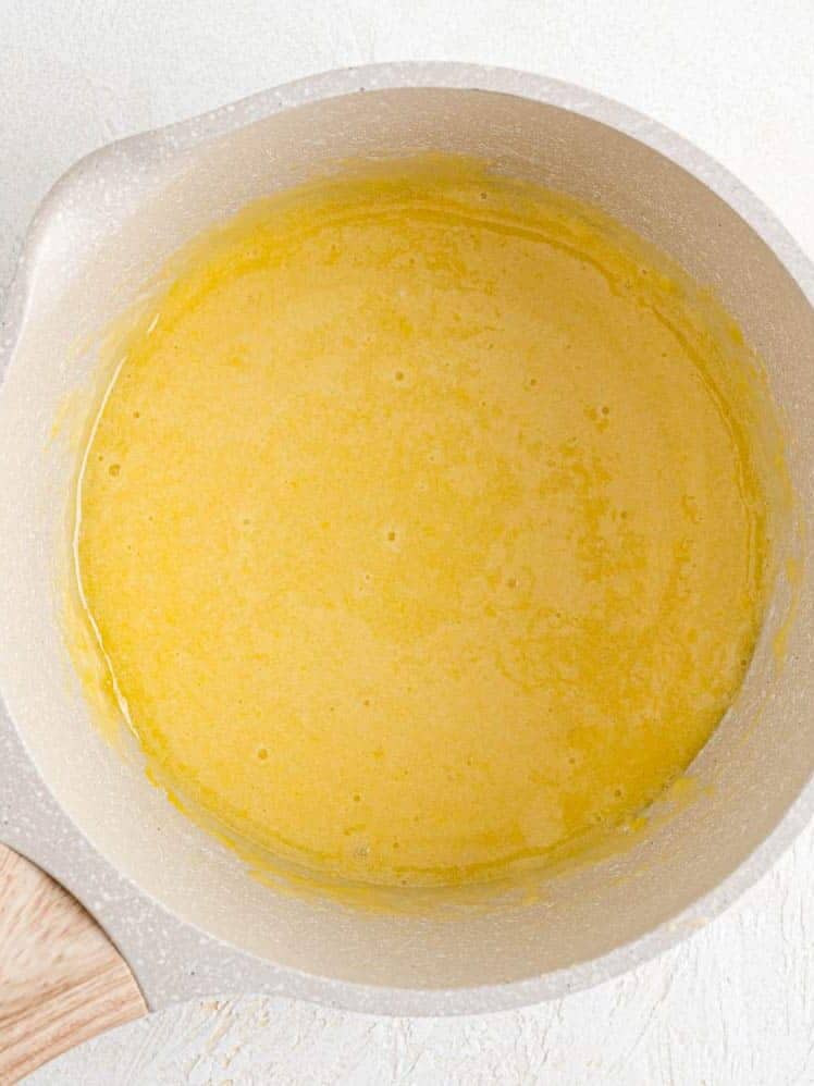 Egg, flour, and sugar mixed together.